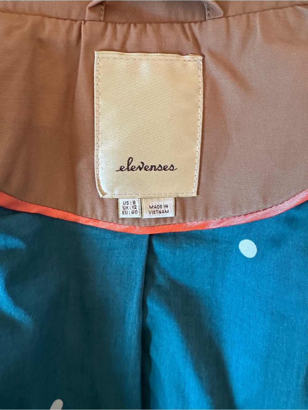 Elevenses Women’s Double-Breasted Ruffle Trench Coat - Tan - Picture 6 of 7